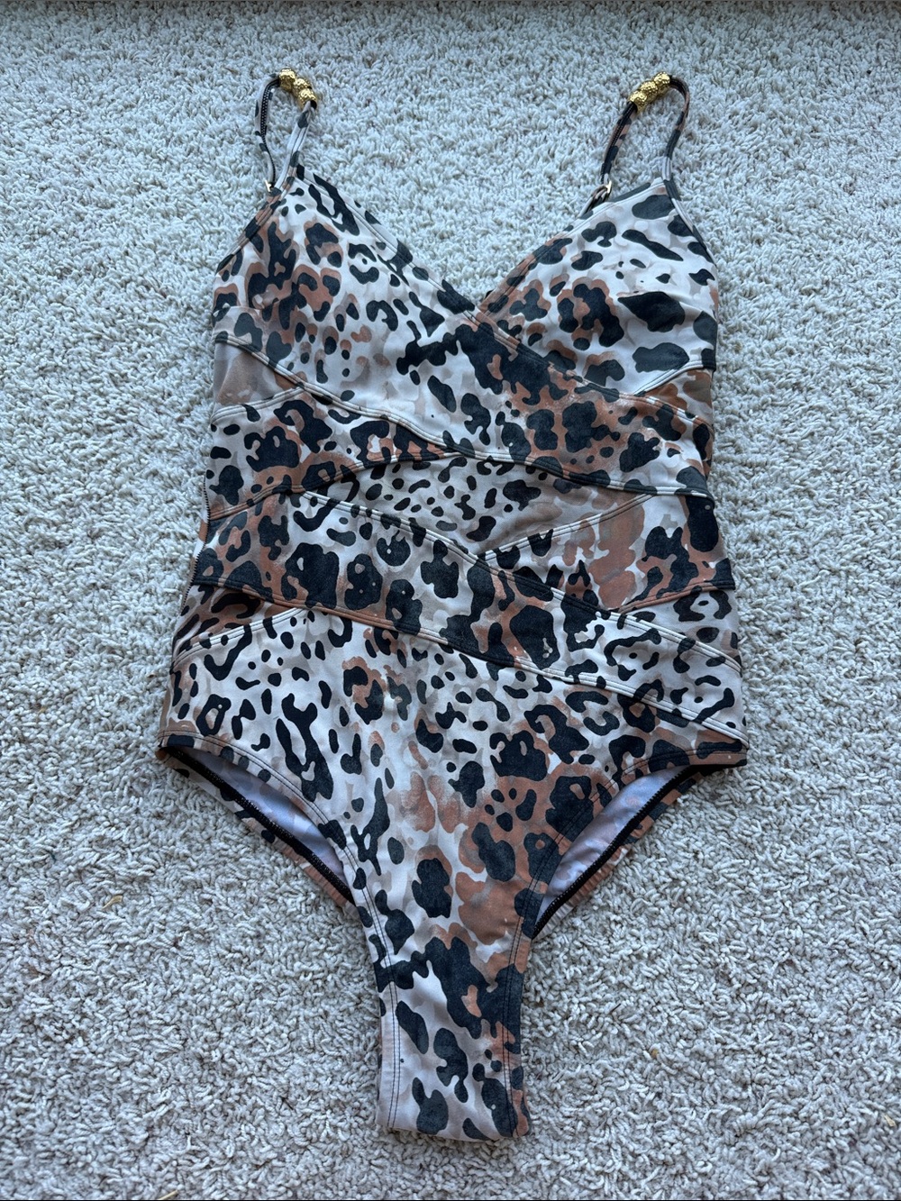 Animal Print One-Piece Swimsuit - Brown Leopard